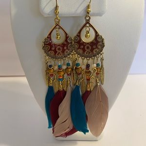 Feather tassel earrings